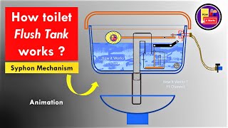 How toilet Flush Tank works   Siphon Mechanism Animation  Syphon [upl. by Ashlan916]