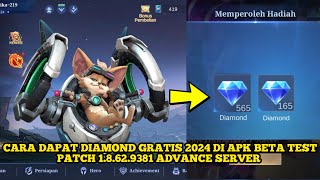 CARA DAPAT DIAMOND GRATIS 2024 DI APK BETA TEST PATCH 18629381 ADVANCE SERVER MOBILE LEGENDS [upl. by Asilehs137]