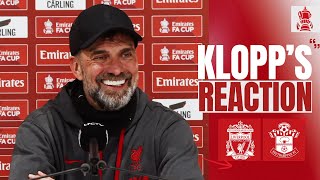 FA Cup Win Academy Praise amp Kelleher Saves  Klopps Reaction  Liverpool 30 Southampton [upl. by Ahsilrak]