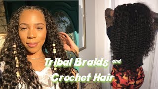 EASY Tribal Braids amp Beads  Curly Crochet Hairstyle Tutorial  Dalva Ultima hair [upl. by Oilegor]