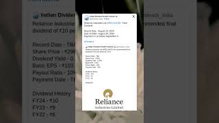 Reliance Industries Ltd has fixed record date amp payment date for final dividend for FY24 Dividend [upl. by Aettam]