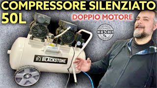 Miglior compressore silenziato 50L economico Doppio motore oilless BLACKSTONE AGRIEURO Silenzioso [upl. by Ivah803]