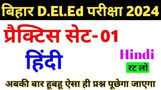 Bihar DElEd Hindi Practice SET01  Bihar DElEd Entrance 2024  Bihar DElEd Hindi Class 2024 [upl. by Gussy]