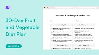 30Day Fruit and Vegetarian Diet Plan [upl. by Alik]