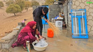 🌧️ Mahmoud Azam’s Nomadic Day Washing Clothes  Tea  and Cleaning in the Rain ☕ [upl. by Anila]