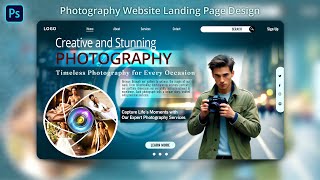 Photography Website Banner Design  Website Landing Page Design  Website Banner Design In Photoshop [upl. by Eninotna]