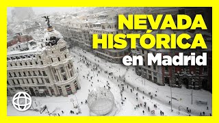 Histórica NEVADA en Madrid España por temporal FILOMENA [upl. by Eelrebmik]