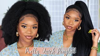 Sleek High Ponytail On Natural Hair NO GEL  Outre Pretty Quick Ponytail  Chev B [upl. by Pius]