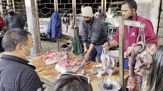 Butchering pig in Aizawl Mizoram [upl. by Ibocaj398]