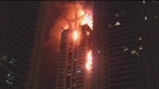 Skyscraper on fire in Dubai [upl. by Etterraj656]