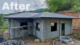 Proses pembinaan rumah bajet menggunakan tiang besi square tube [upl. by Enelrahc378]