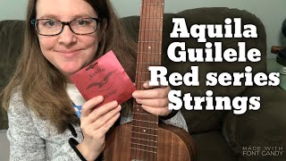 Guitarlele String comparison Aquila Guilele Red Series 153c review [upl. by Nosnhoj]