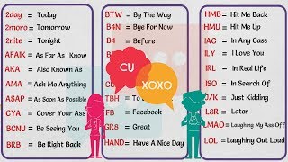 Text Abbreviations 100 Popular Texting Acronyms in English  SMS and Internet Language [upl. by Jamal81]