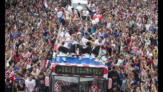 Croatian football players and their coach returned home as national heroes [upl. by Inalem410]