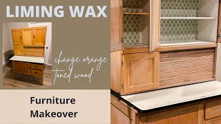 Liming Wax on Hoosier Cabinet to remove orange tint  stencil inside with paint [upl. by Timmi]