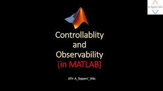 MATLAB ExampleControllability and Observability of System Team ATV ByRR Maam [upl. by Llerrac]