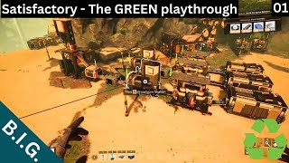 Satisfactory Green Playthrough  Day 01  Starting Up [upl. by Naitsabes]