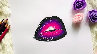 How to Draw amp Color Realistic Lips with Colored Pencils  Step by Step Try This Trick [upl. by Levenson]