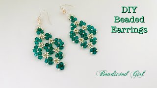 Bicone Earrings  How to make Beaded earrings [upl. by Lash836]