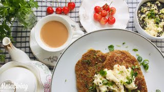 USING HERBS FROM MY GARDEN  Savoury Potato PancakesVegan Vegetarian amp Eggless Potato Pancake [upl. by Adnirb551]