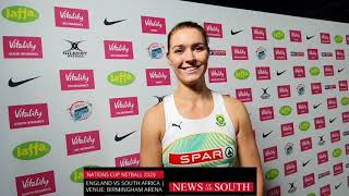 Lenize Potgieter South Africas Netball Goal shooter reacts after loss to England  Nations cup [upl. by Nester]