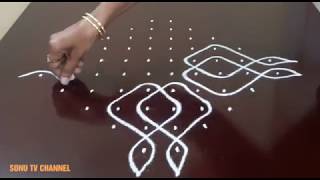 10 DOTS KOLAM  SIMPLE KAMBI  SIKKU KOLAM  STRAIGHT DOTS  MELIKALA MUGGULU  HOW TO DRAW [upl. by Piwowar]