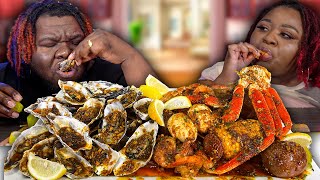 LOADED SEAFOOD BOIL amp OYSTERS DRENCHED IN SAUCE  MUKBANG EATING SHOW [upl. by Drol]