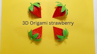 How to make a 3D Origami strawberryDIY 3D Origami paper craftLatest Origami paper crafteasycraft [upl. by Vez921]