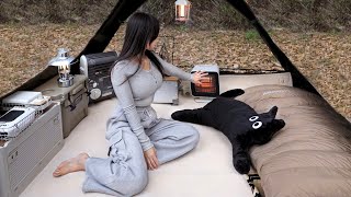 SOlO CAMPING IN A COZY TRIANGLE TENT 🏕️ CAMPING ASMR [upl. by Delastre]