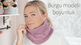 Kolaylığına inanamayacaksınız   burgu modeli örgü boyunluk kaşkol  Figen Ararat [upl. by Lienad]