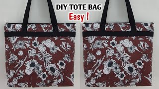 DIY TOTE BAG  Lined and Zippered Handbag  Cloth bag Easy Sewing Tutorial  Shopping bag tutorial [upl. by Rowena712]