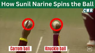 Sunil Narine Bowling Analysis  How Narine Spins the Ball  Carrom Knuckle and Doosra [upl. by Valli]