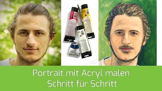 Gesichter Porträts Schritt für Schritt mit Acryl malen lernen Anfänger mit Grundkenntnissen [upl. by Kial]