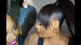 BEST Drawstring Ponytail  Clip In Bang Tutorial Step  by  Step  Divatresscom [upl. by Lewiss]