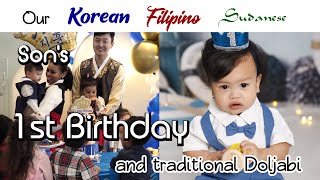 Our KoreanFilipinoSudanese Sons FIRST Birthday 2024  Traditional quotDoljabiquot with Family 🥰🎊 [upl. by Camm]