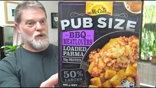 McCain Pub Size BBQ Meatlovers Loaded Parma Taste Test [upl. by Normak225]