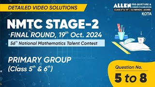 NMTC STAGE2 2024 Video Solution Primary Group Class 5th amp 6th Questions No 5 to 8 [upl. by Palma359]