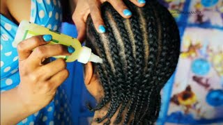 ASMR Braid Oil  Scalp Scratch  Close Up Cornrows [upl. by Yoho]