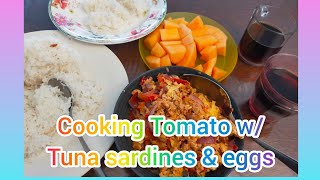 cooking Tomato wtuna sardines amp eggs [upl. by Ahtnamys]