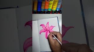 lilium flower easy flower drawing drawing art viralvideo painting drawing shortvideo [upl. by Janna297]