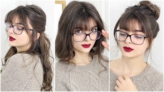 Super Easy amp Cute Hairstyles For Bangs  Glasses [upl. by Earla]