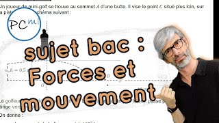 Sujet de bac  forces travail énergie cinétique 2ème Loi de Newton STI2D et spécialité physique [upl. by Anitnas39]