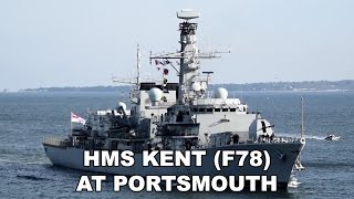 HMS Kent F78 arriving at Portsmouth [upl. by Aralomo]