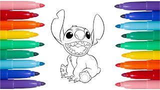 Come Colorare Stitch  Tutorial per Bambini di Lilo amp Stitch  Disegni da colorare [upl. by Marylin219]