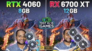 RTX 4060 vs RX 6700 XT का 1080p पर 15 Games का Benchmark Test [upl. by Aibar]