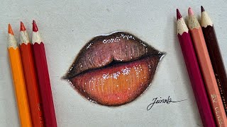 how to draw lips with colored pencils [upl. by Almeta]