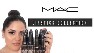 MY MAC LIPSTICK COLLECTION  TRY ON  SWATCHES YASH KINKSTER DERRIERE TAUPE SOAR ETC [upl. by Glaab]