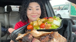 BBQ Burnt Ends Cajun Smoked Turkey and side Salad Mukbang [upl. by Yerocaj733]