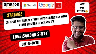 58 Split the binary string into substrings with equal number of 0s and 1s  Strings  450 DSA [upl. by Nereil]