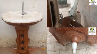 Wash basin Kaise Lagaen wash basin fittings kaise karen 🏠 mein pedestal Wash basin install [upl. by Revolc783]